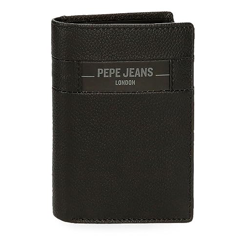 Pepe Jeans Checkbox Portfel pionowy z portmonetką Czarny 8,5x11,5x1 cms Skóra, czarny, Talla única, Portfolio pionowe z toreb