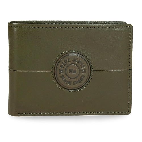 Pepe Jeans Cracker Portfel Poziomy z portmonetką Zielony 11,5x8x1 cms Skóra, Zielony, Talla única, Portfel poziomy z portmonetką