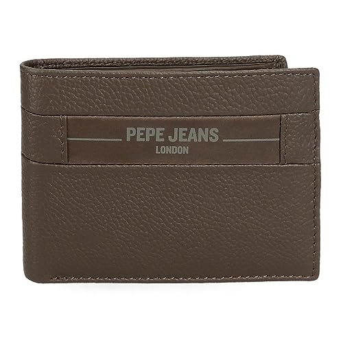 Pepe Jeans Checkbox Portfel poziomy z portmonetką Brązowy 11,5x8x1 cms Skóra, Brązowy, Talla única, Portfel poziomy z portmonetką