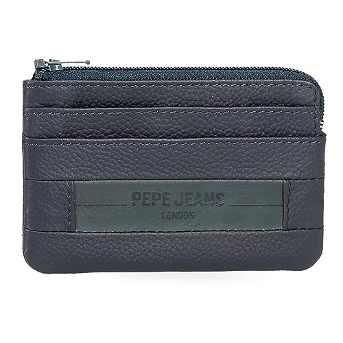 Pepe Jeans Checkbox Portfel Niebieski 11x7x1,5 cms Skóra, niebieski, Talla única, portmonetka
