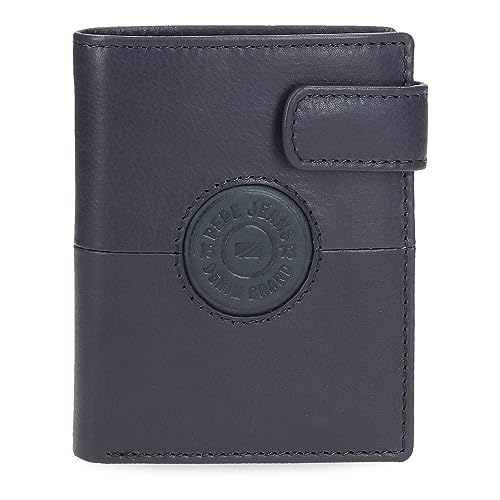 Pepe Jeans Cracker Portfel pionowy z zamknięciem niebieski 8.5x10,5x1 cms Skóra, niebieski, Talla única, Portfolio pionowe z zamknięciem kliknięcia