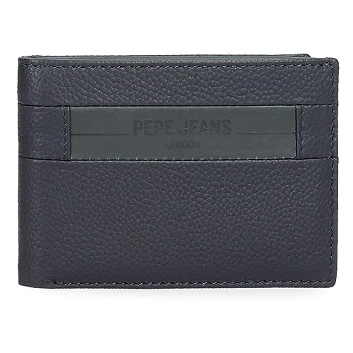 Pepe Jeans Checkbox Poziomy portfel z portmonetką Niebieski 11x8x1 cms Skóra, niebieski, Talla única, Portfel poziomy z portmonetką