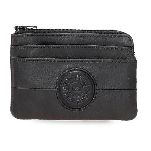 Pepe Jeans Cracker Portfel Czarny 11x7x1,5 cms Skóra, czarny, Talla única, portmonetka