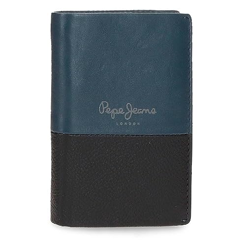 Pepe Jeans Dual Portfel Pionowy z Portmonetką Niebieski 8,5x11,5x1 cms Skóra, niebieski, Talla única, Portfolio pionowe z toreb