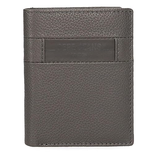Pepe Jeans Checkbox Portfel pionowy z portmonetką Szary 8,5x10,5x1 cms Skóra, Szary, Talla única, Portfolio pionowe z toreb