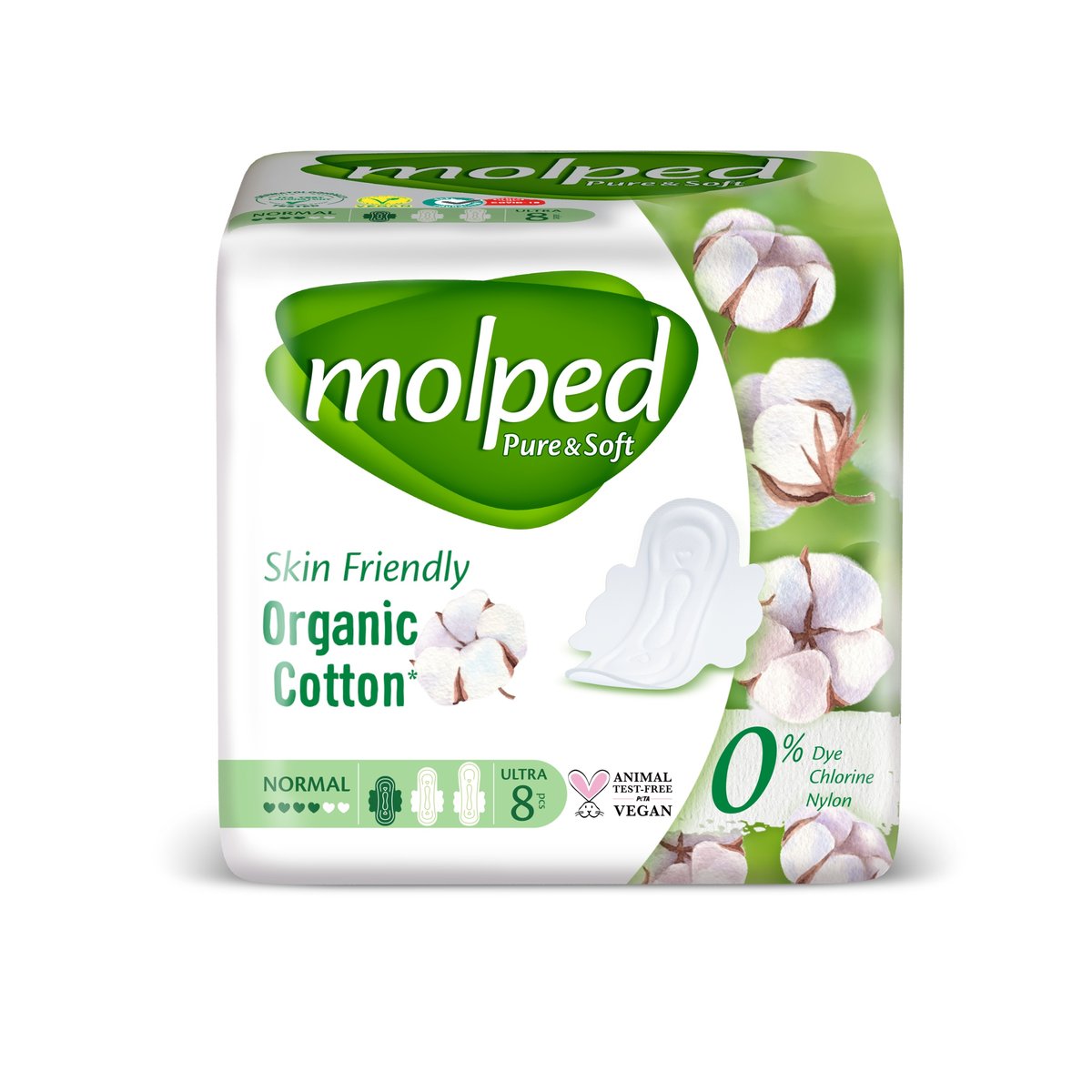 Molped, Pure&Soft, Podpaski Eko Normal, 8 szt.