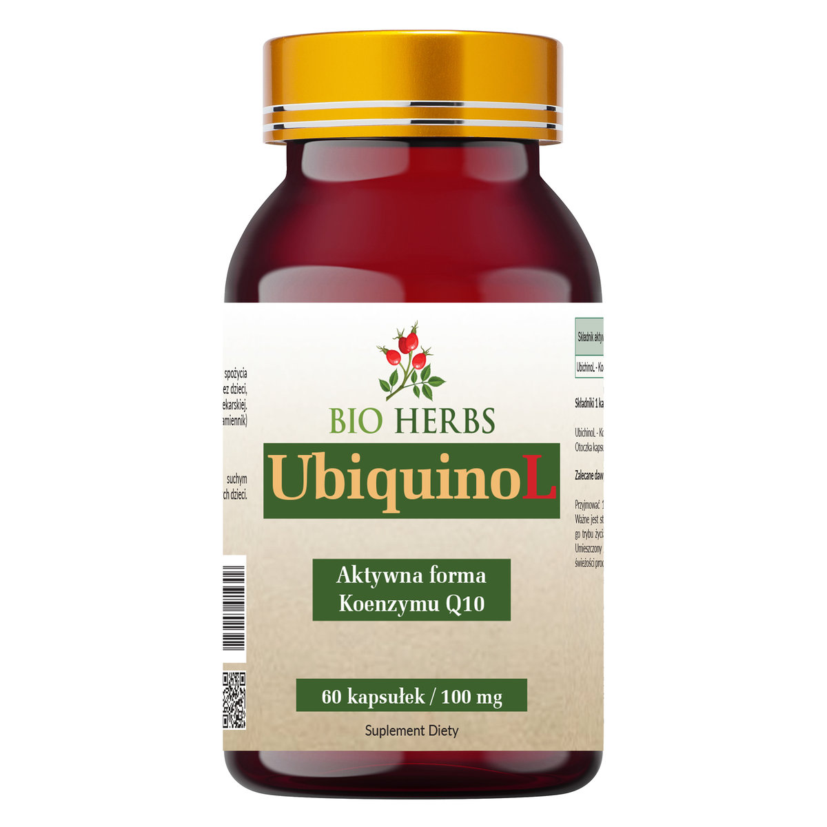 Bio Herbs, UbiquinoL Koenzym Q10 100 mg, 60 kaps.