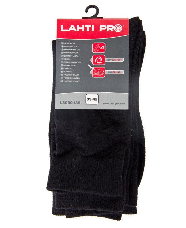 LAHTI PRO Skarpety czarne rozmiar 39-42 3pary L3090139 LPL3090139