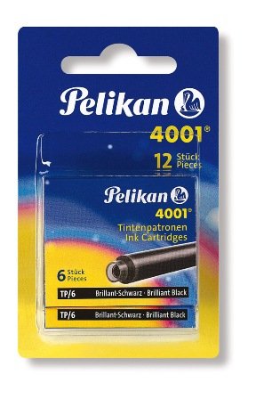 Pelikan 330803 wkłady 4001, 2 osłonami, w opakowaniu typu blister, brylant z czarnym atramentem Standard 330803