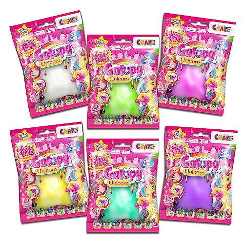 Craze Magic Slime FOILBAG | Pakiet 6 x 75 ml Torby na slime, zawiera figurkę Galupy Unicorn, Torba z szlamu dla dzieci, Magiczny Slime w torbie