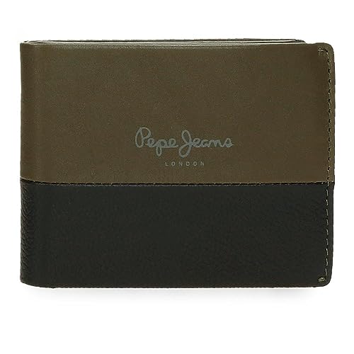 Pepe Jeans Dual Portfel Poziomy z portmonetką Zielony 11x8x1 cms Skóra, Zielony, Talla única, Portfel poziomy z portmonetką