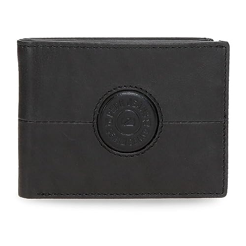 Pepe Jeans Cracker Portfel Poziomy z Portmonetką Czarny 11x8x1 cms Skóra, czarny, Talla única, Portfel poziomy z portmonetką