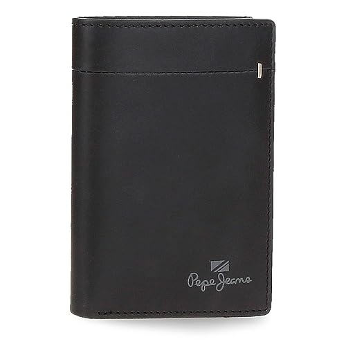 Pepe Jeans Staple Portfel Pionowy z Portmonetką Czarny 8,5x11,5x1 cms Skóra, czarny, Talla única, Portfolio pionowe z toreb