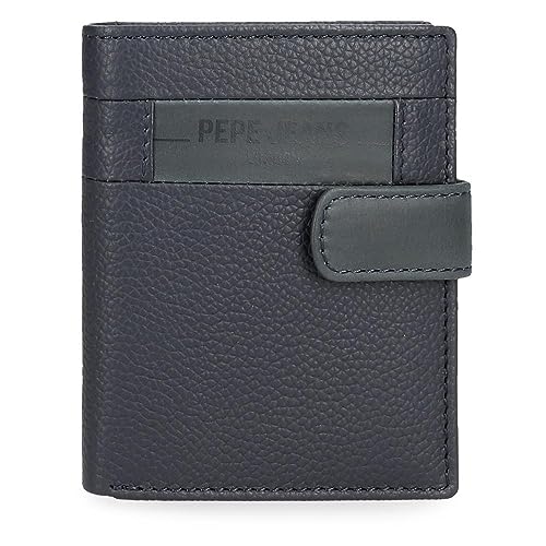 Pepe Jeans Checkbox Portfel pionowy z zamknięciem niebieski 8.5x10,5x1 cms Skóra, niebieski, Talla única, Portfolio pionowe z zamknięciem kliknięcia