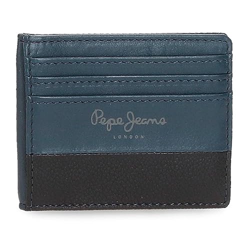 Pepe Jeans Podwójne etui na karty niebieskie 9,5 x 7,5 cm skóra, niebieski, rozmiar uniwersalny, niebieski, Einheitsgröße, etui na karty