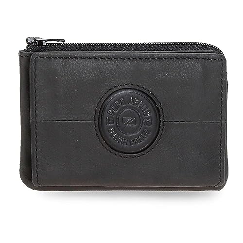 Pepe Jeans Cracker Portfel na karty Czarny 11x7x1,5 cms Skóra, czarny, Talla única, Portfel z wizytówką