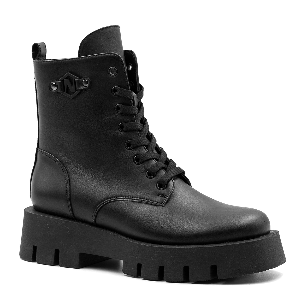 Czarne skórzane botki KR4531 - Neścior