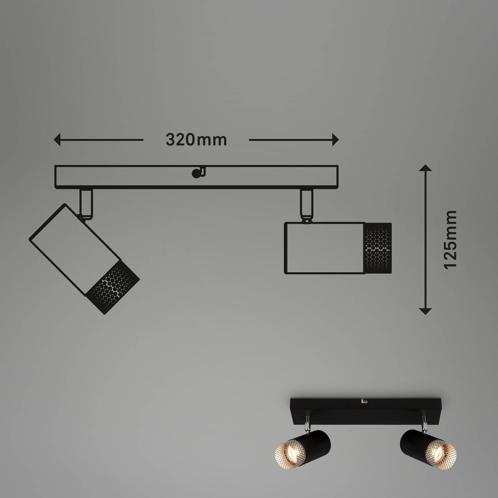 Briloner Reflektor sufitowy Plek GU10 czarny/srebrny 2-punktowy