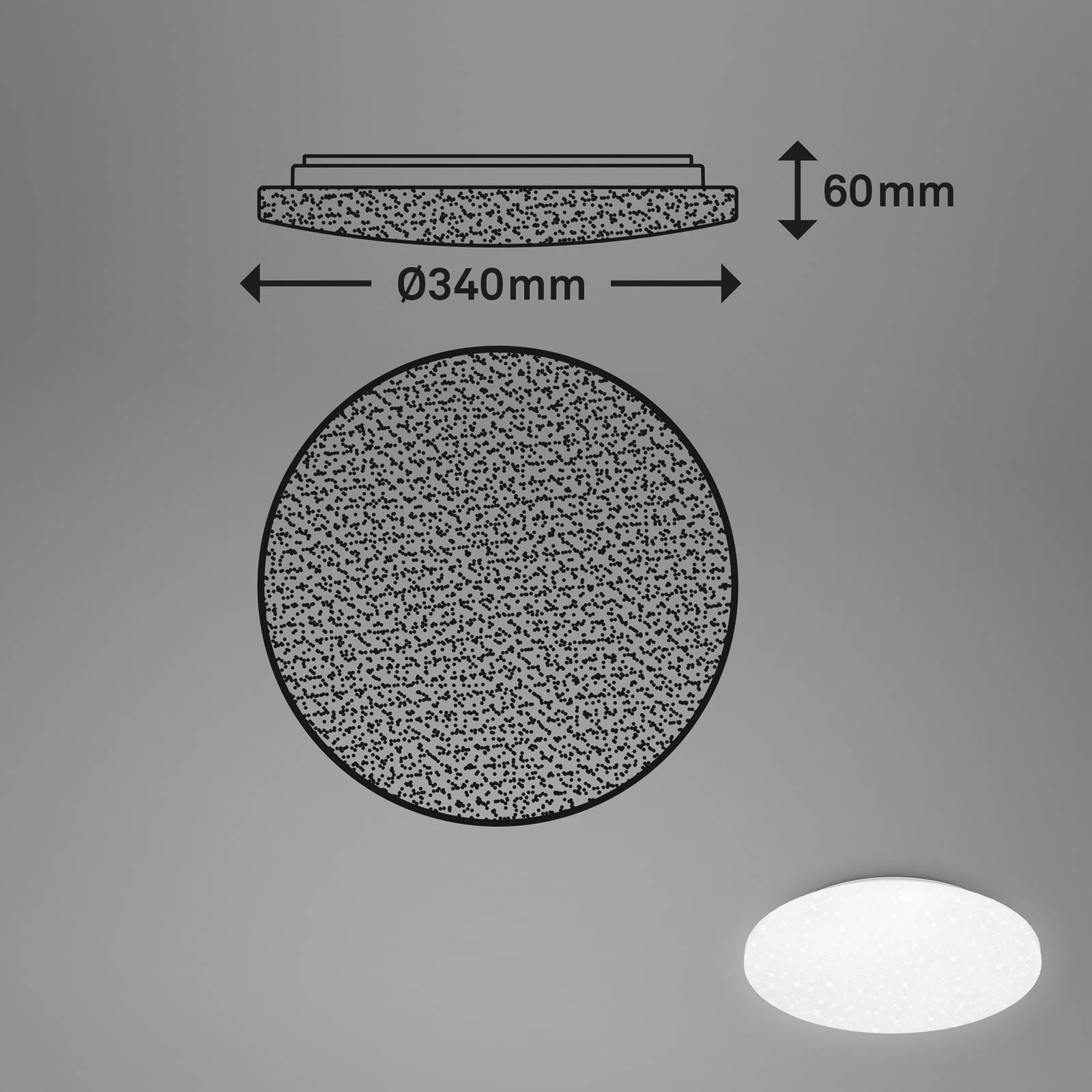 Briloner Lampa sufitowa LED Case IP44 gwieździste niebo 840 Ø 34cm