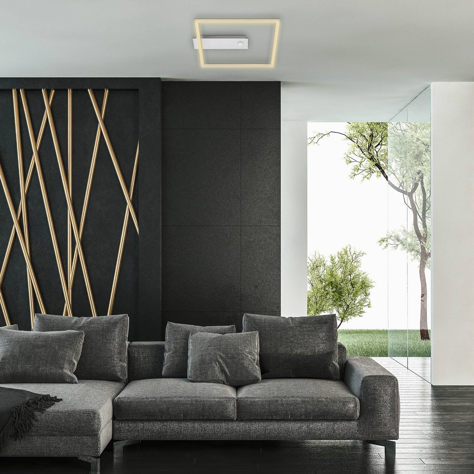 Briloner Lampa sufitowa LED Nici kwadratowa alu czujnik