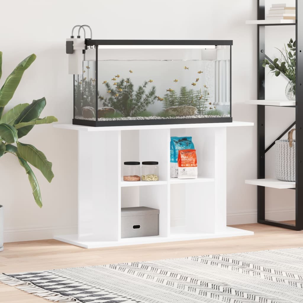 Szafka pod akwarium, biała na wysoki połysk, 100x40x60 cm Lumarko!