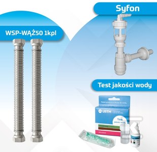 Zestaw instalacyjny do zmiękczacza (wąż-50cm 1kpl, syfon, test twardość)
