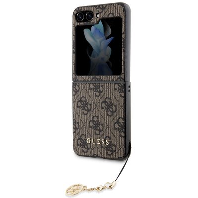 Guess GUHCZF5GF4GBR F731 etui pokrowiec do Galaxy Z Flip5 brązowy/brown hardcase 4G Charms Collection