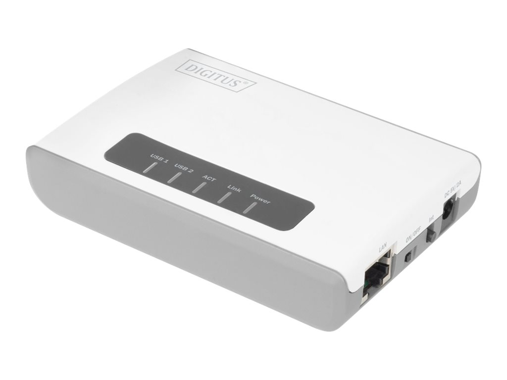 DIGITUS 2-Port USB 2.0 Wireless Multifunction Network Server 300 Mbps