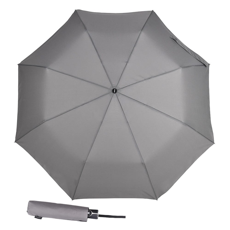 Parasolka damska składana automat szara + etui