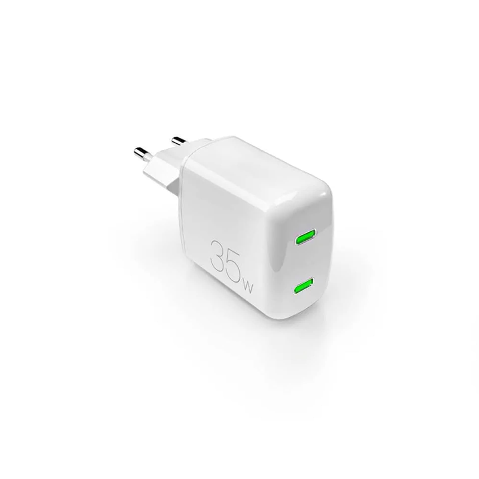 PURO MiniPro Wall Charger GaN - Ładowarka sieciowa 2 x USB-C 35W PD (biały)