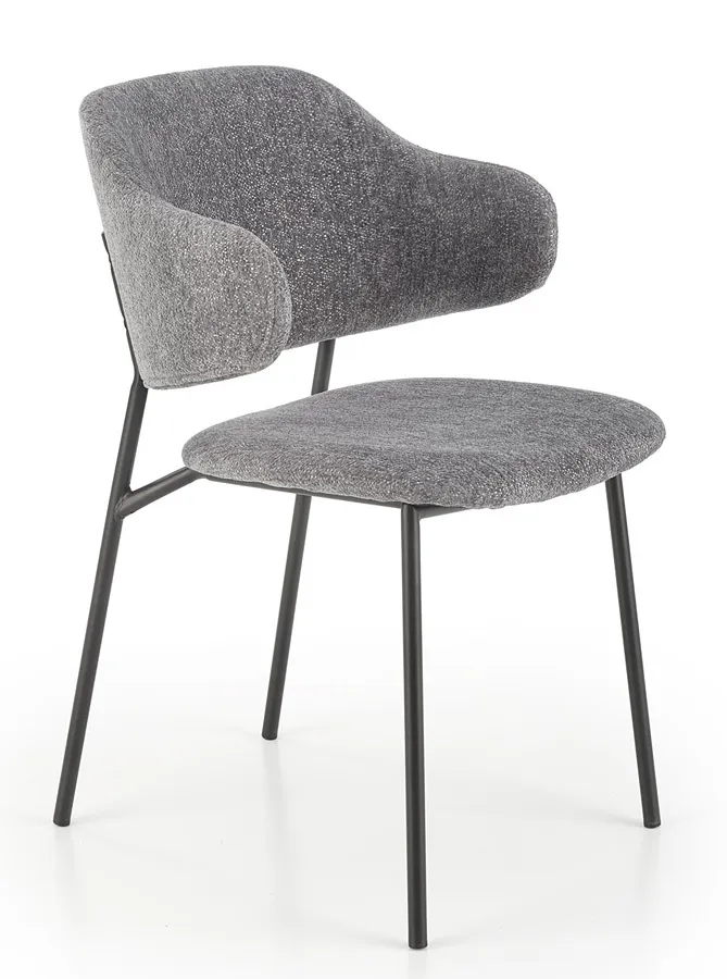 Szare tapicerowane krzesło z kubełkowym oparciem - Movissa