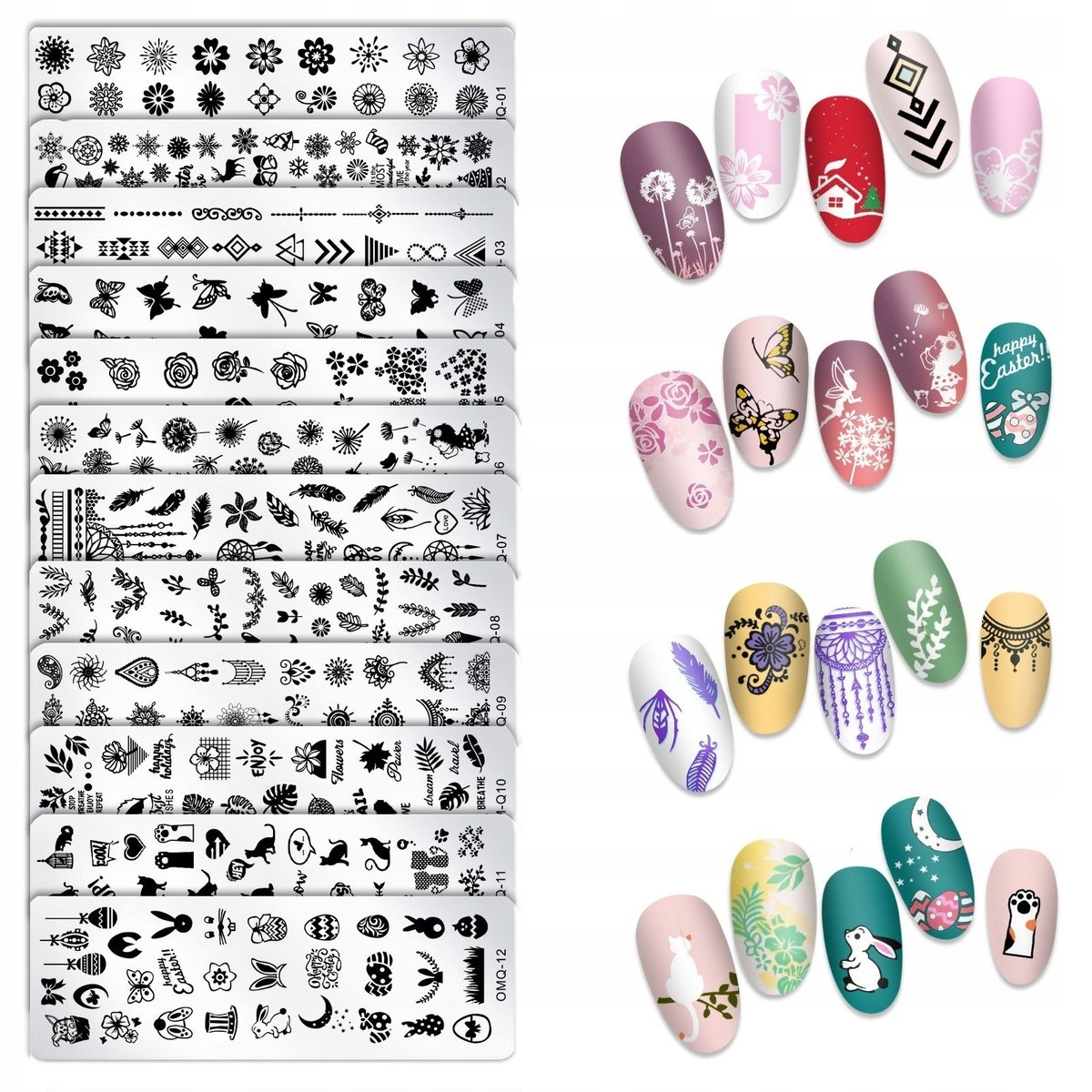 Tojato, Płytka do stemplowania paznokci omq, 12 szt.