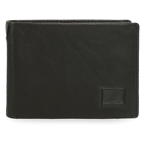 Pepe Jeans Marshal Portfel Poziomy z Portmonetką Czarny 11,5x8x1 cms Skóra, czarny, Talla única, Portfel poziomy z portmonetką