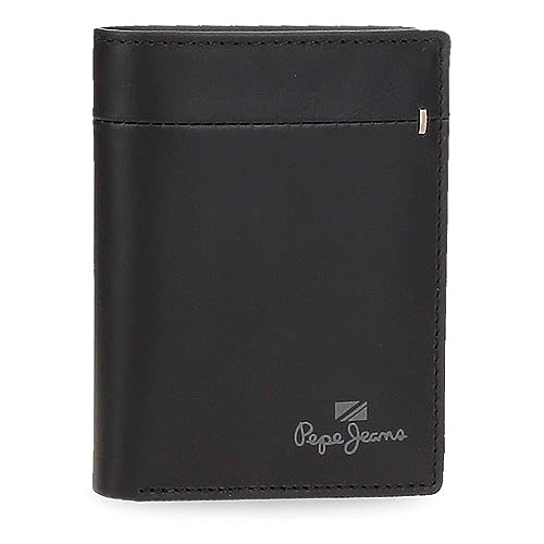Pepe Jeans Staple Portfel Pionowy z portmonetką Czarny 8,5x10,5x1 cms Skóra, czarny, Talla única, Portfolio pionowe z toreb