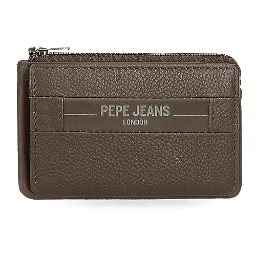 Pepe Jeans Checkbox Portfel z wizytówką Brązowy 11x7x1,5 cms Skóra, Brązowy, Talla única, Portfel z wizytówką