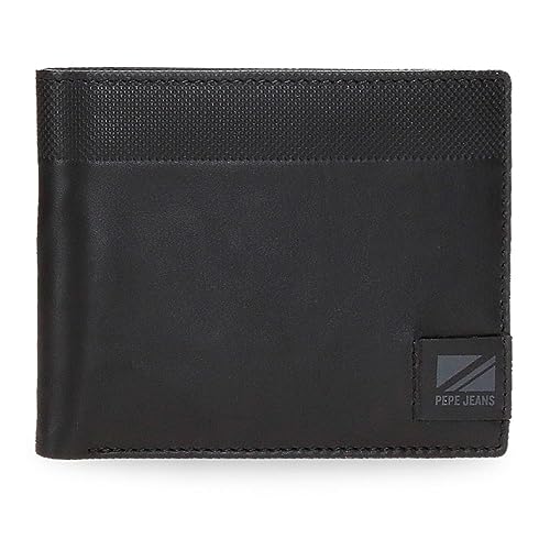 Pepe Jeans Topper Portfel Czarny 12,5x9,5x1 cms Skóra, czarny, Talla única, Portfel z portfelem