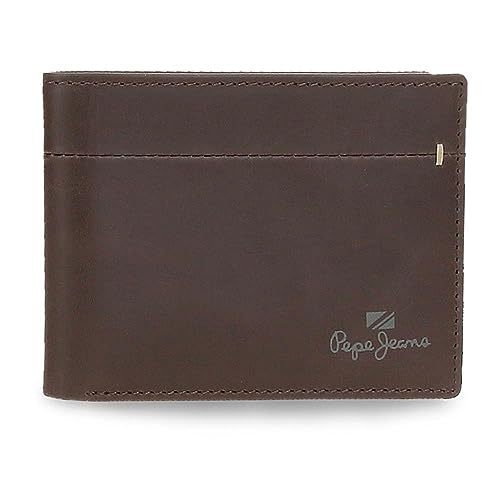 Pepe Jeans Staple Portfel Poziomy z Portmonetką Brązowy 11,5x8x1 cms Skóra, Brązowy, Talla única, Portfel poziomy z portmonetką