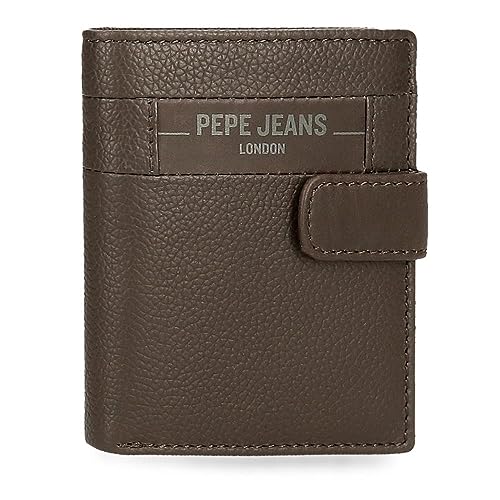 Pepe Jeans Checkbox Portfel pionowy z zamknięciem Brązowy 8.5x10,5x1 cms Skóra, Brązowy, Talla única, Portfolio pionowe z zamknięciem kliknięcia