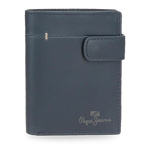 Pepe Jeans Staple pionowy portfel z zamknięciem na zatrzask, niebieski, 8,5 x 10,5 x 1 cm skóra, niebieski, rozmiar uniwersalny, niebieski, Einheitsgröße, Pionowy portfel z zapięciem na zatrzask