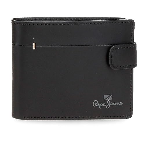 Pepe Jeans Staple Portfel Poziomy Z Zamknięciem Czarnym 11x8,5x1 cms Skóra, czarny, Talla única, Portfolio poziome z zamknięciem kliknięcia