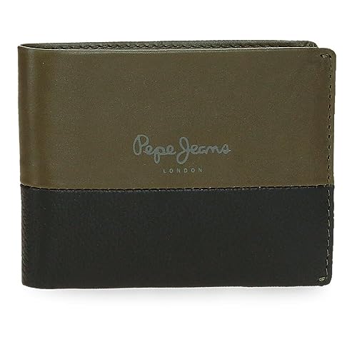 Pepe Jeans Dual Portfel Poziomy z portmonetką Zielony 11,5x8x1 cms Skóra, Zielony, Talla única, Portfel poziomy z portmonetką