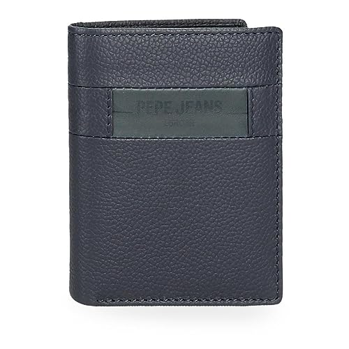 Pepe Jeans Checkbox Pionowy portfel z portmonetką Niebieski 8,5x10,5x1 cms Skóra, niebieski, Talla única, Portfolio pionowe z toreb