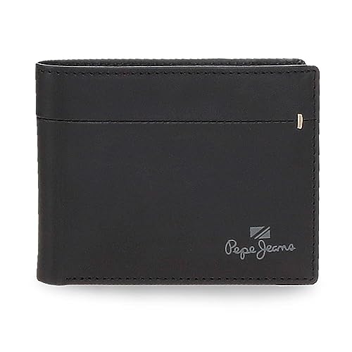 Pepe Jeans Staple Portfel Poziomy z Portmonetką Czarny 11,5x8x1 cms Skóra, czarny, Talla única, Portfel poziomy z portmonetką