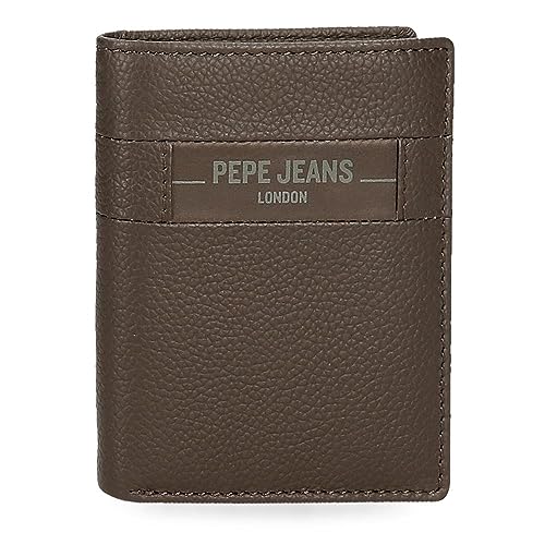 Pepe Jeans Checkbox Portfel pionowy z portmonetką Brązowy 8,5x10,5x1 cms Skóra, Brązowy, Talla única, Portfolio pionowe z toreb