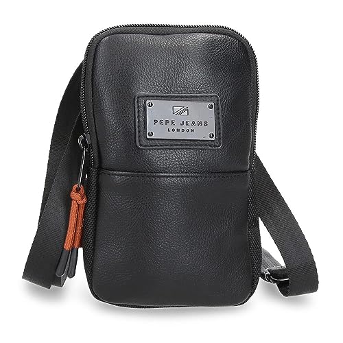 Pepe Jeans Egham Obudowa na messenger Mały Czarny 10,5x18x2 cms Poliester, czarny, Talla única, Mały pasek na ramię