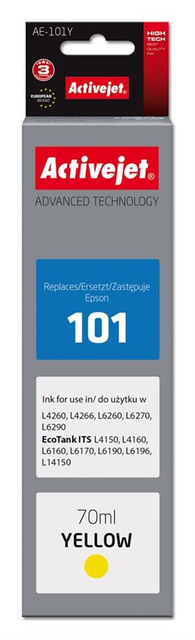 Activejet Tusz AE-101Y Buteleczka z atramentem (zamiennik Epson 101; Supreme; 70 ml; yellow)