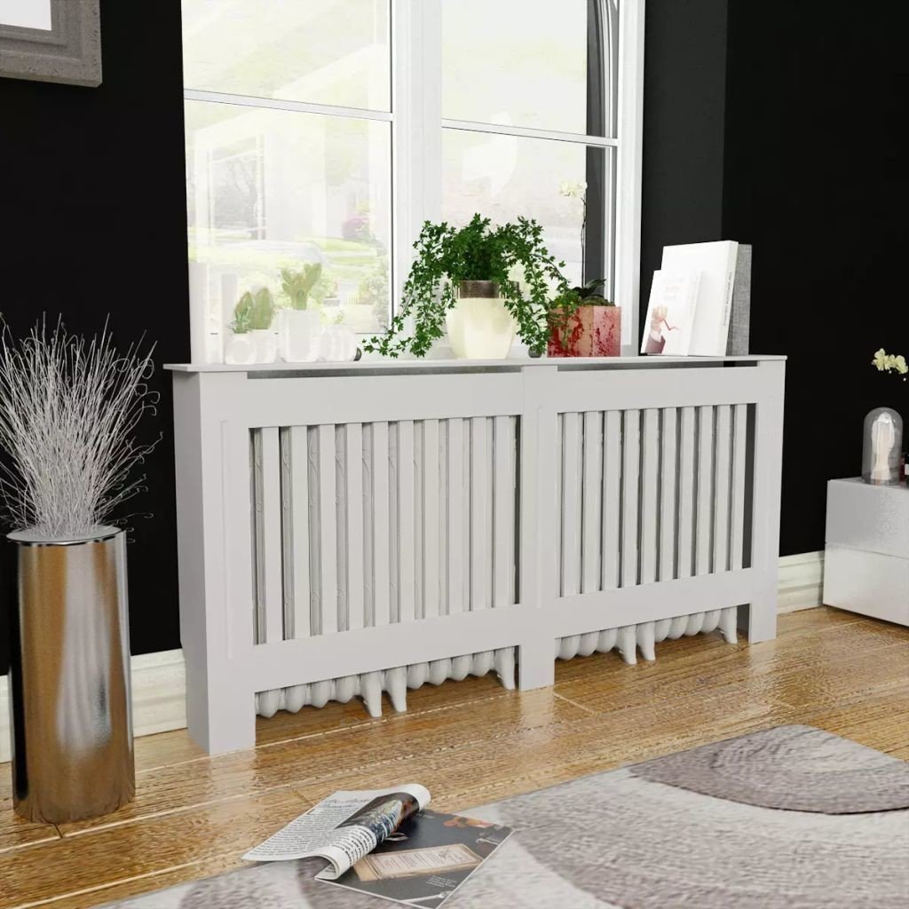 vidaXL Osłona na kaloryfer, biała, MDF, 172 cm