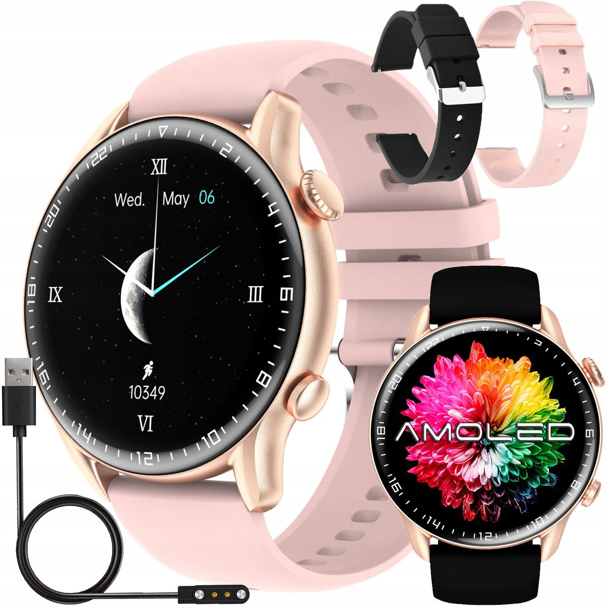 Smartwatch Zegarek Damski Rozmowy Ciśnienie Amoled