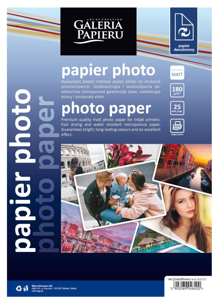 Papier fotograficzny GALERIA PAPIERU matowy dwustronny A4 25ark.