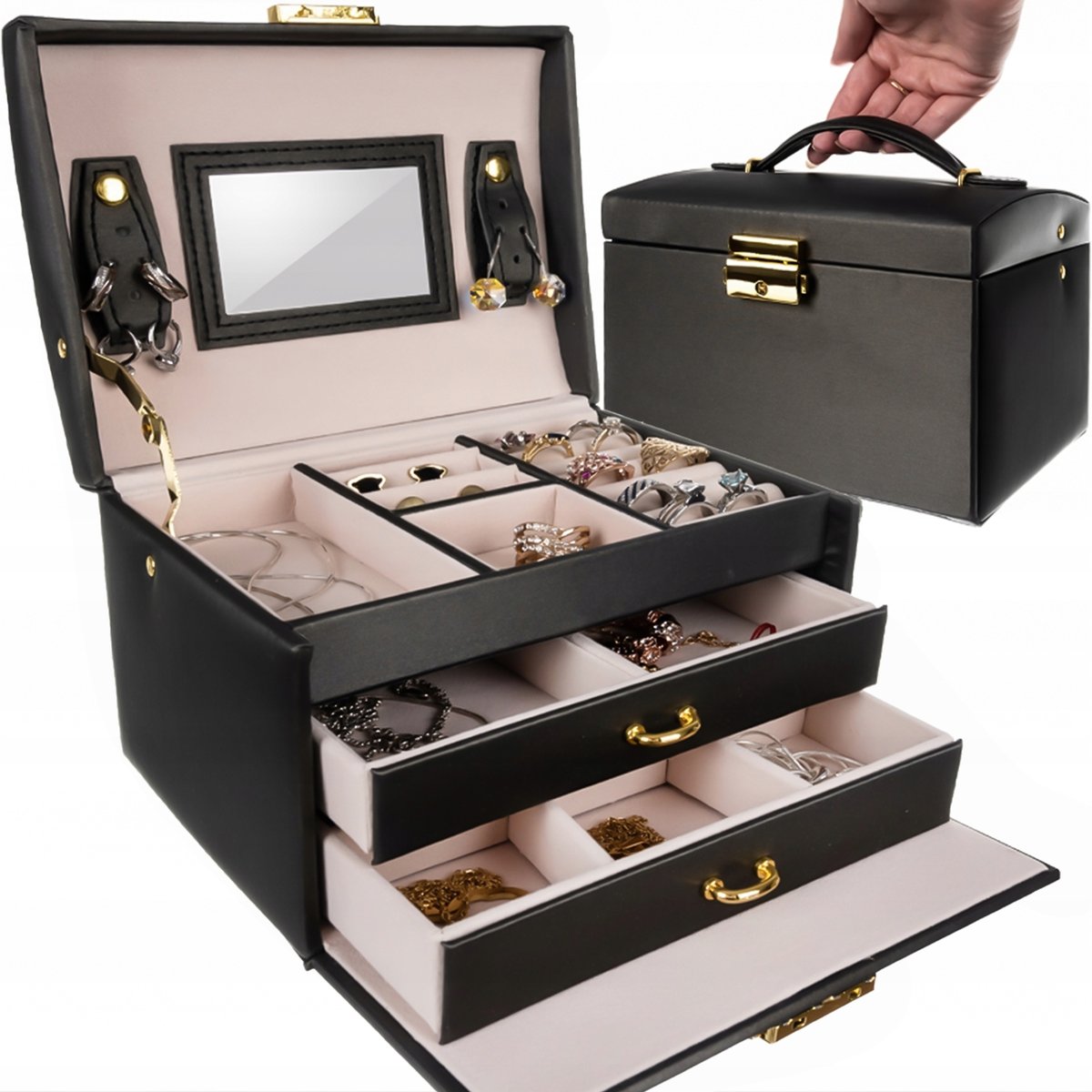 Szkatułka Na Biżuterię Pudełko Organizer Kuferek Sb01-K